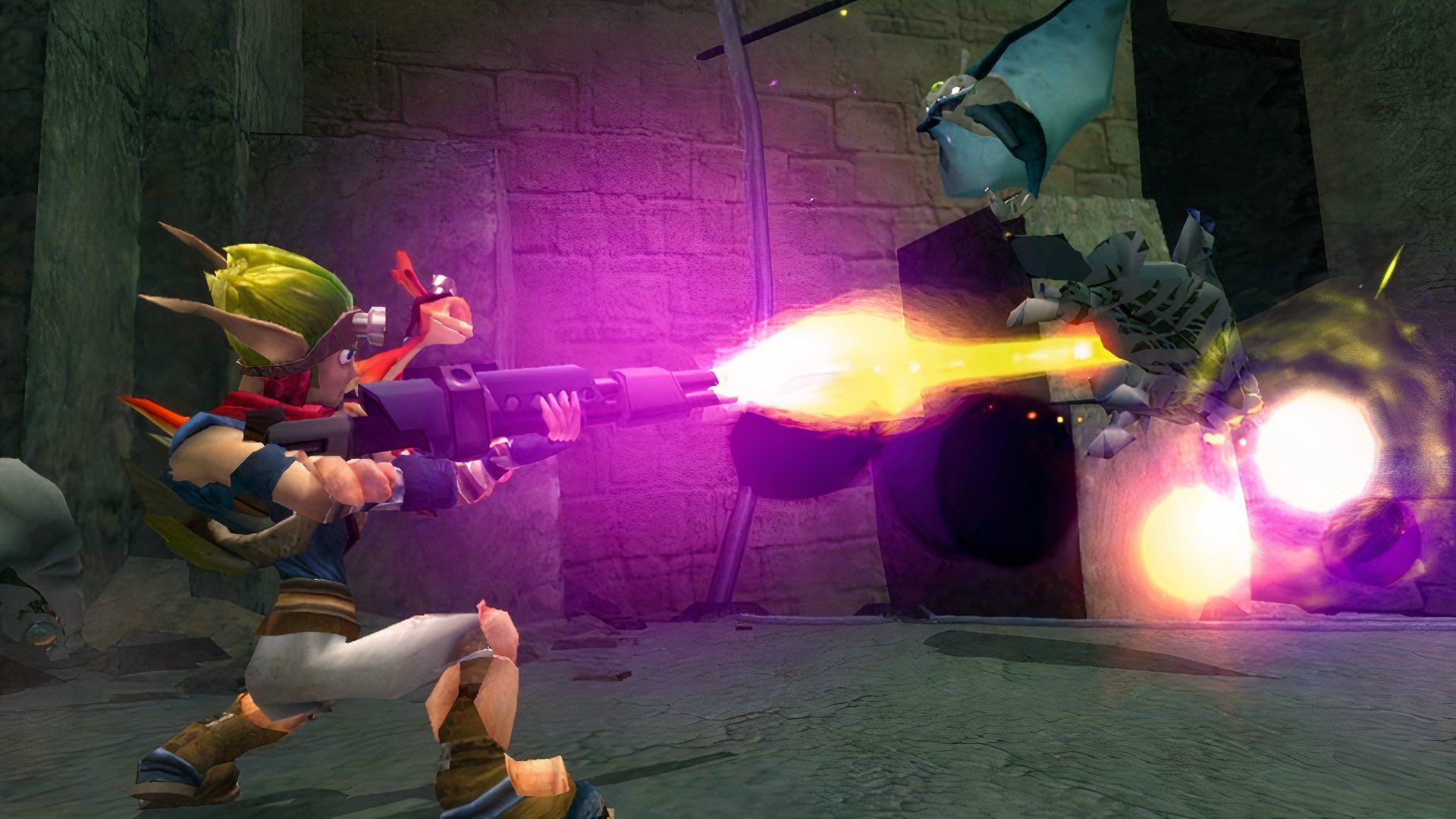 Shooting enemies  in Jak 3 (2004)