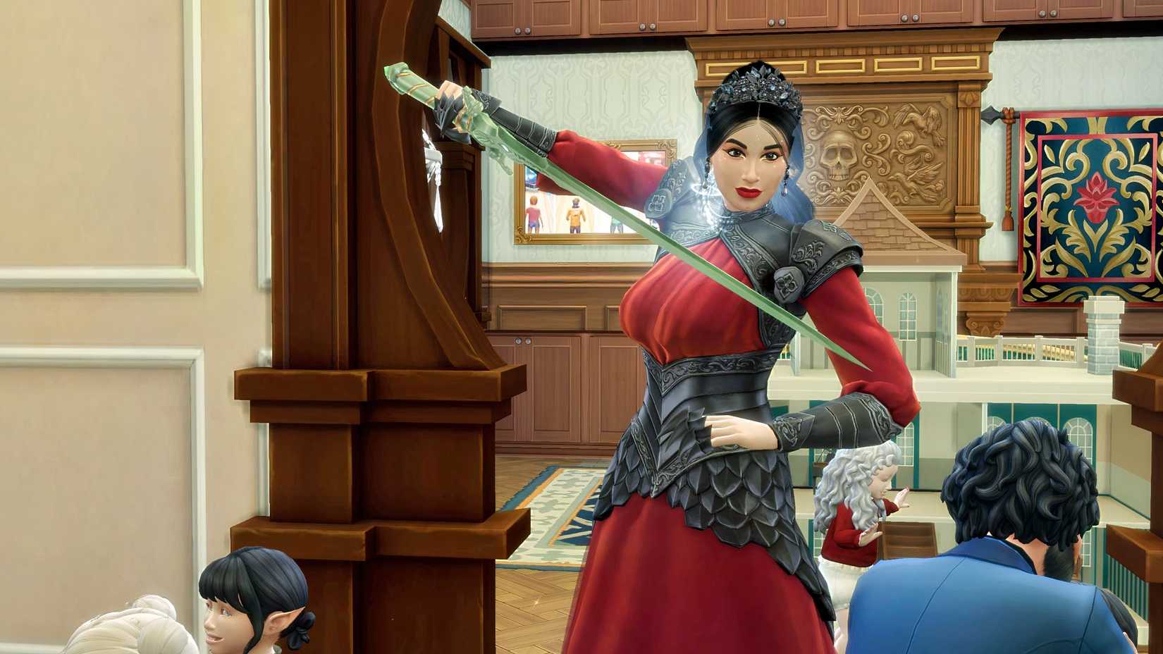 Sims 4 Royalty and Legacy - Sims Wielding Simscalibur