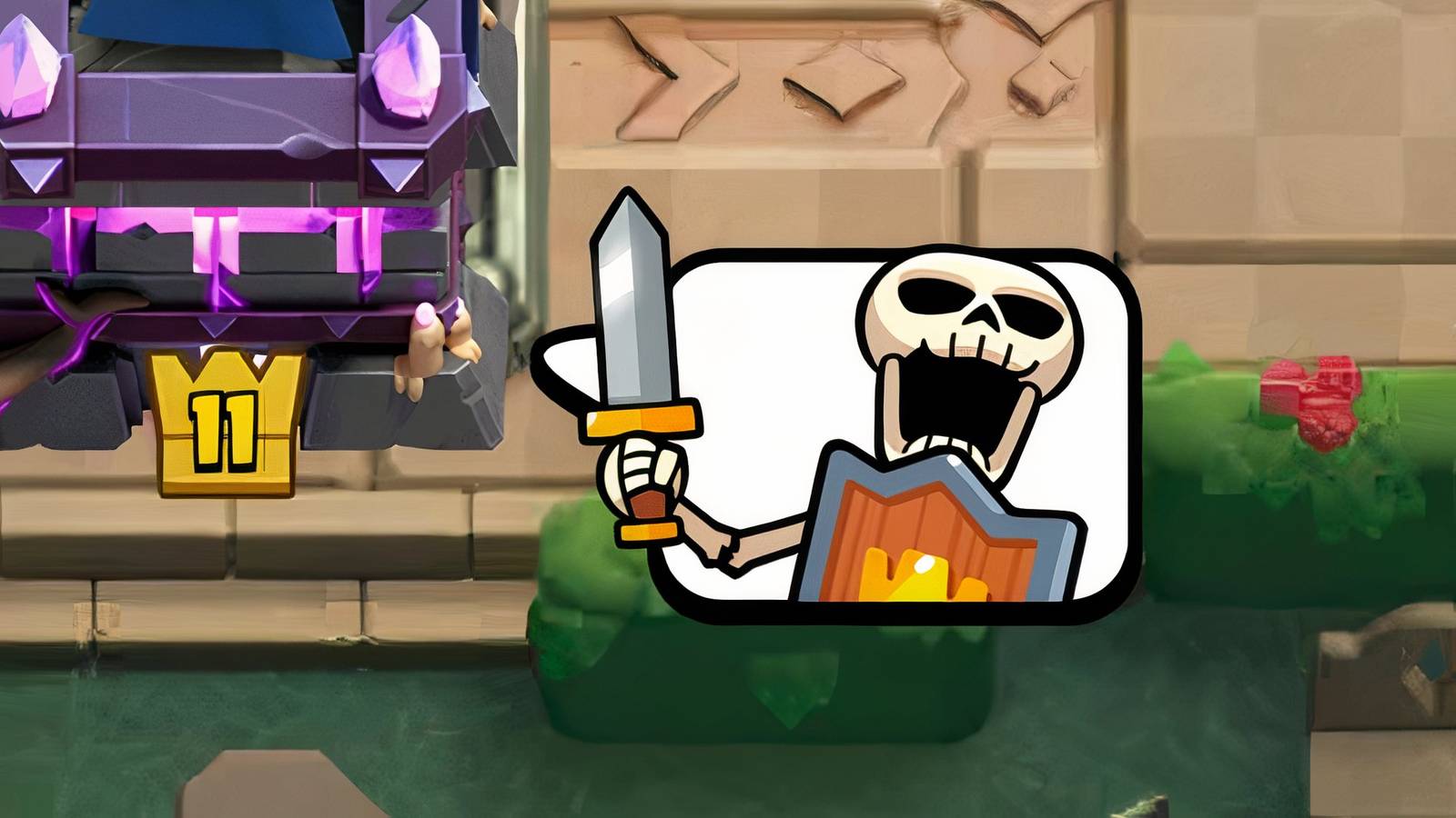 skeleton banging shield emote clash royale