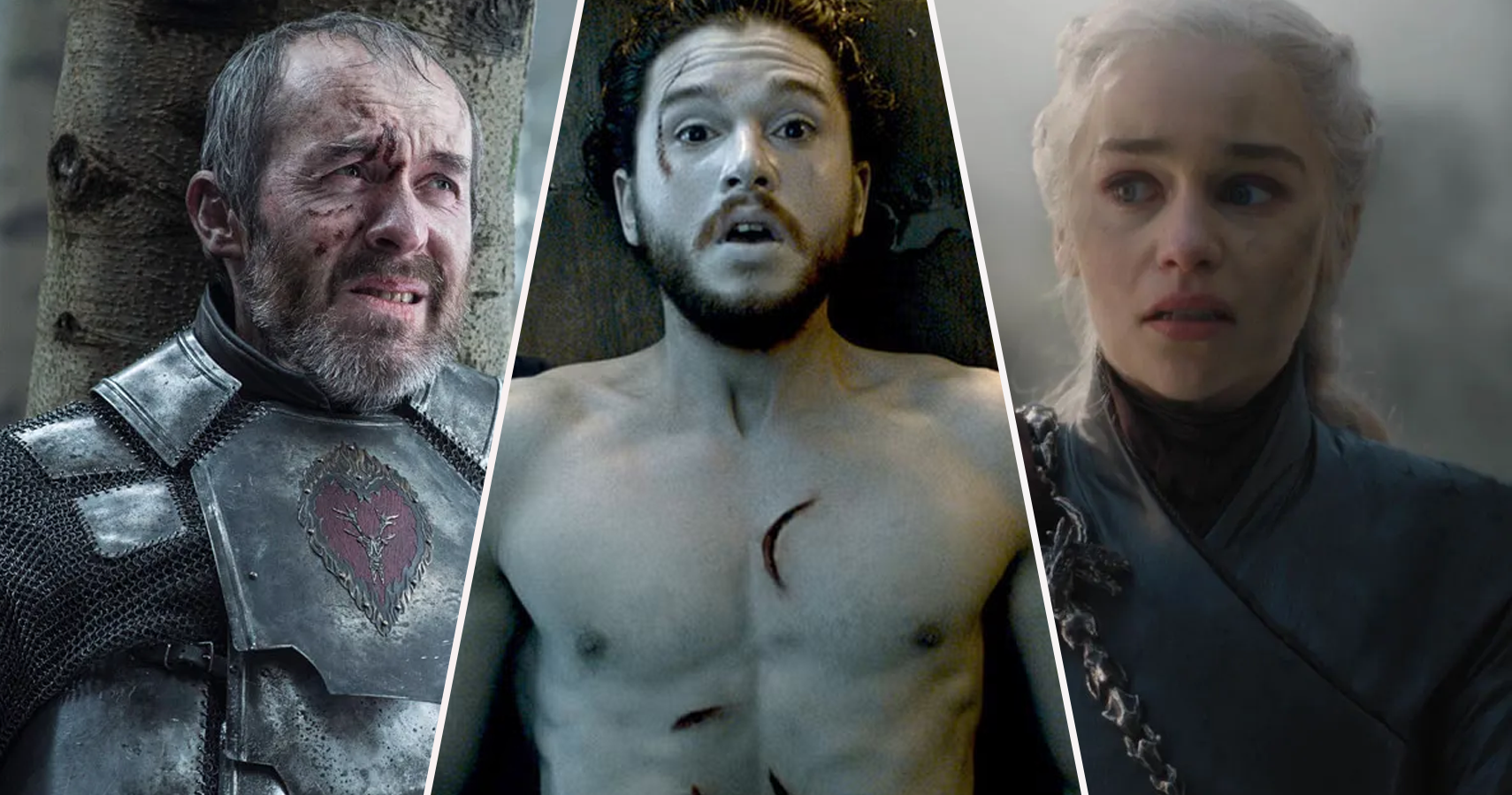 Stannis Baratheon, Jon Snow, and Daenerys Targaryen in Game of Thrones