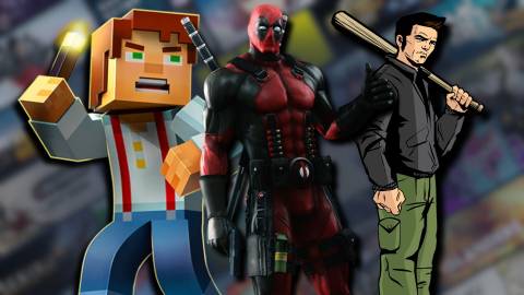 A collage of characters from 3 games that are no longer available on Steam: Jesse from Minecraft Story Mode, Deadpool from Deadpool 2013 and Claude from Grand Theft Auto 3.