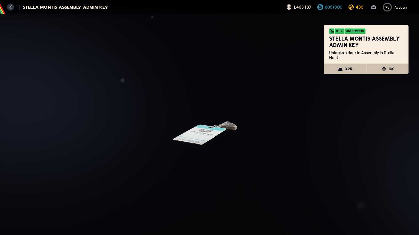 Stella Montis Admin Assembly Key ARC Raiders