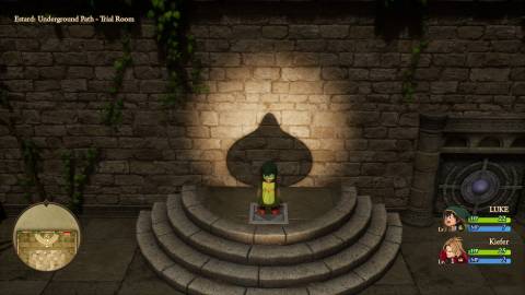 Stepping on the stairs to complete the pattern in Trial Room Dragon Quest VII Reimagined