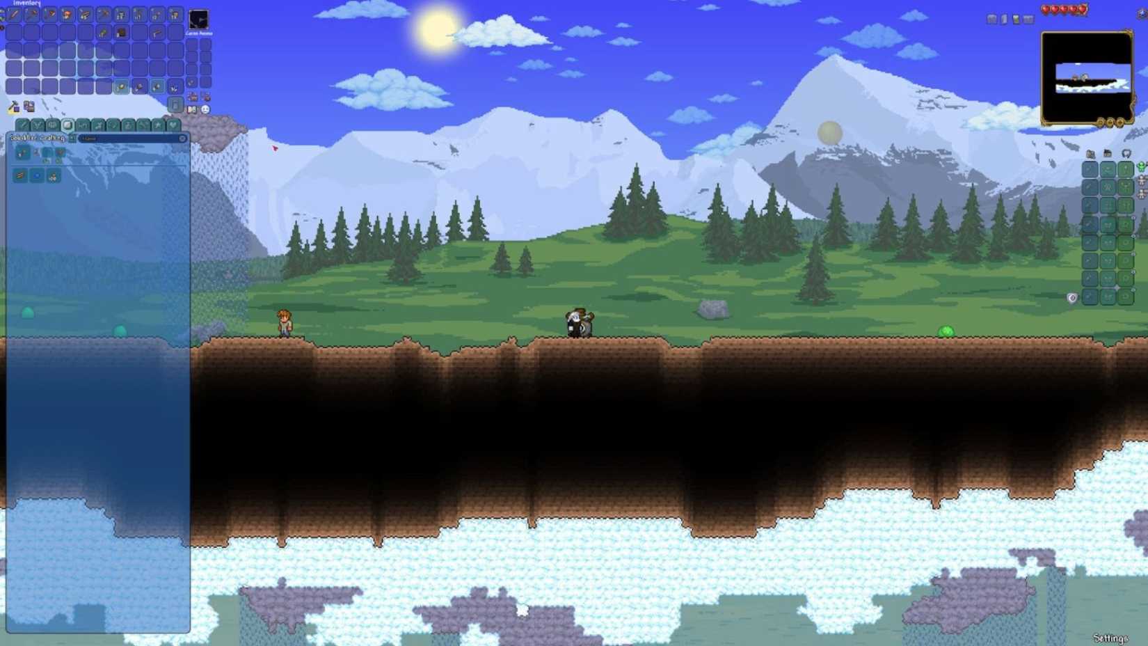 Player in Terraria Skyblock