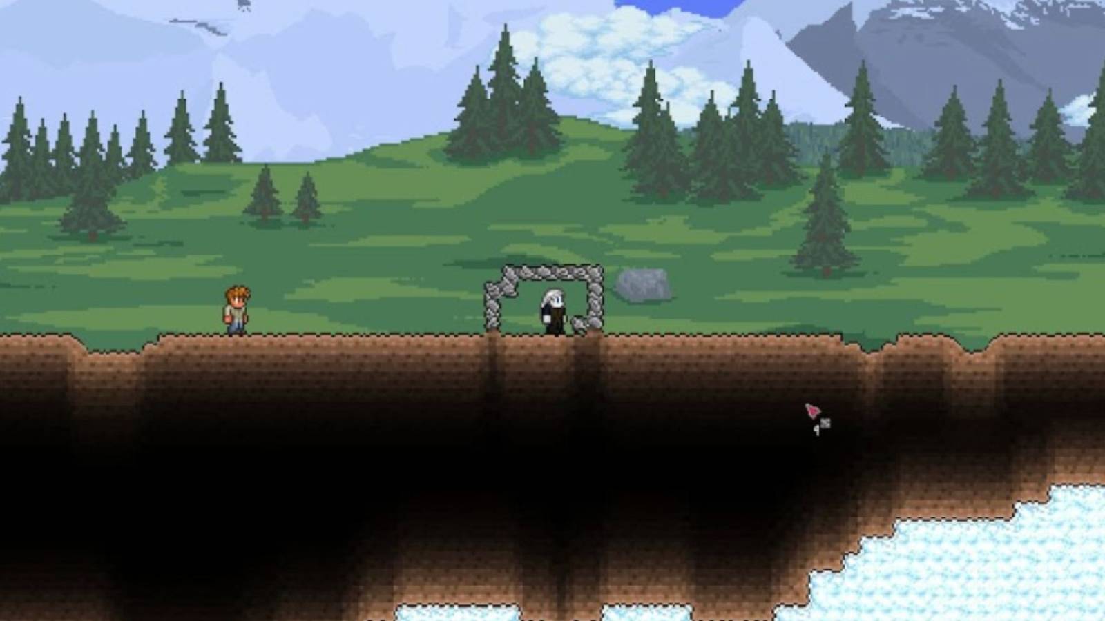 Player in Terraria Skyblock