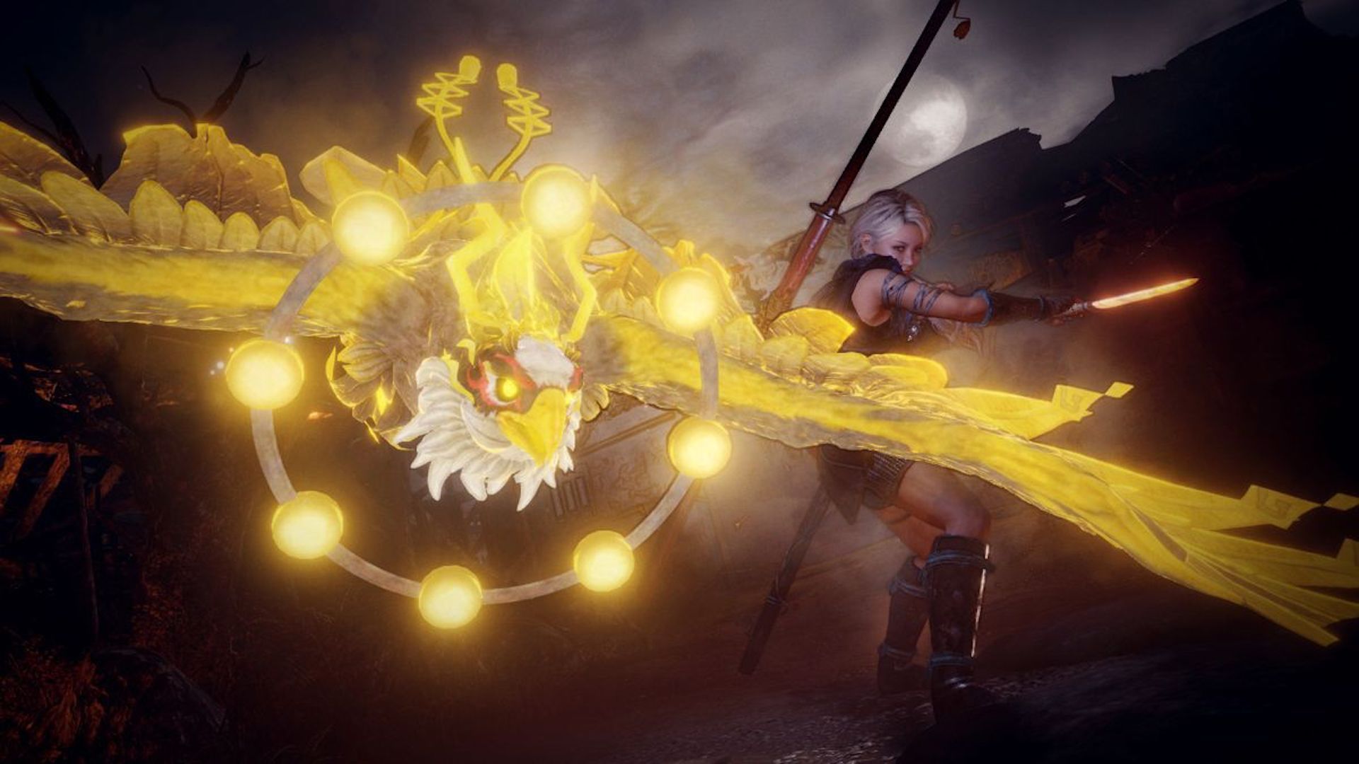 Summoning a bird spirit in Nioh 2 (2020)