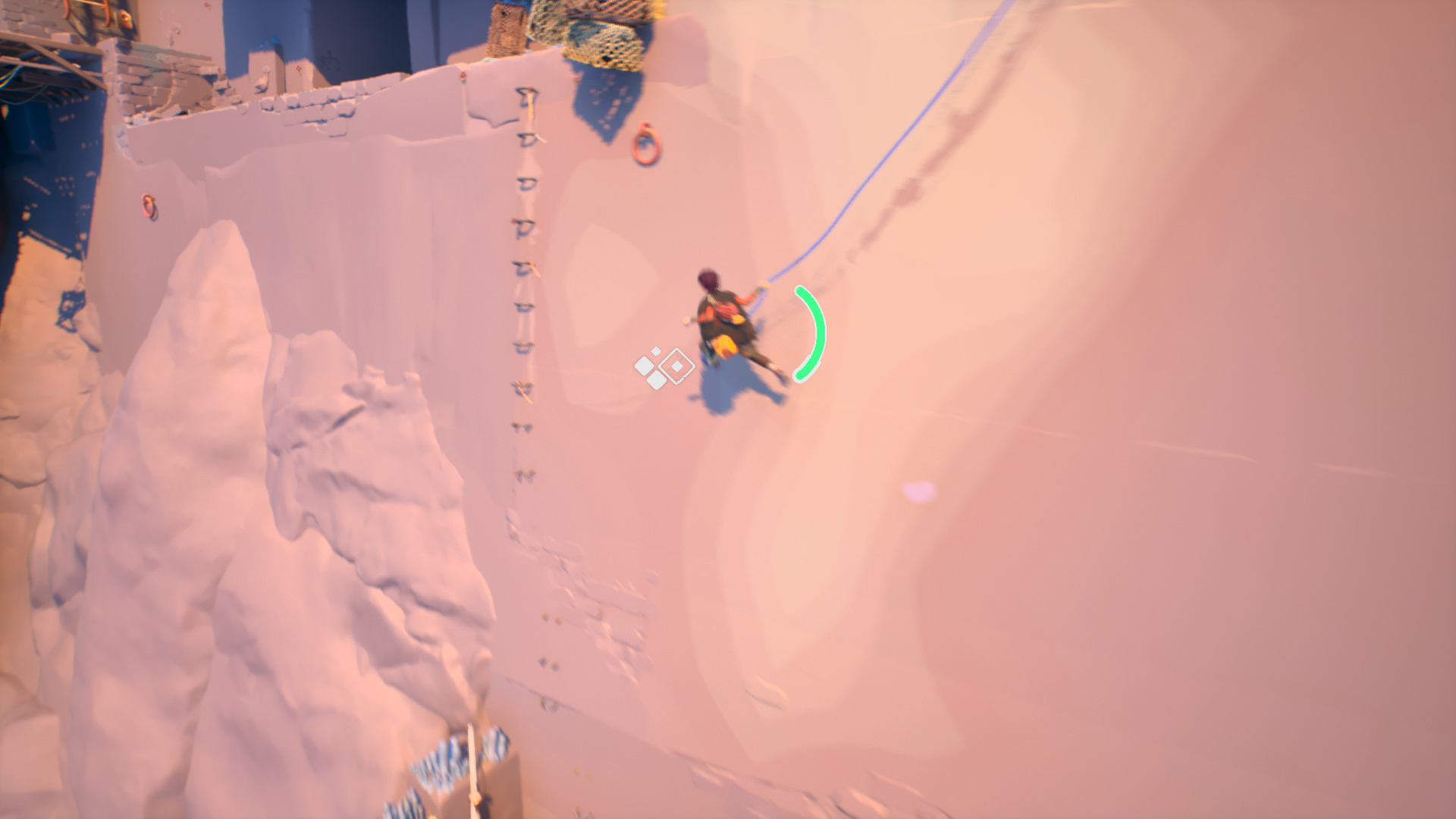 Swinging on a rope in Jusant (2023)