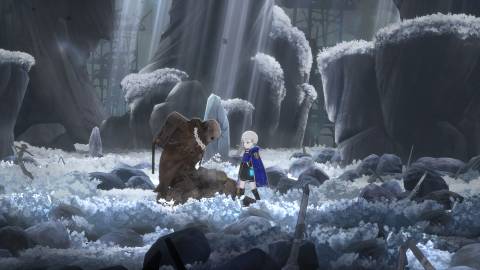 Talking to a fallen robot in Ender Magnolia Bloom in the Mist (2025)