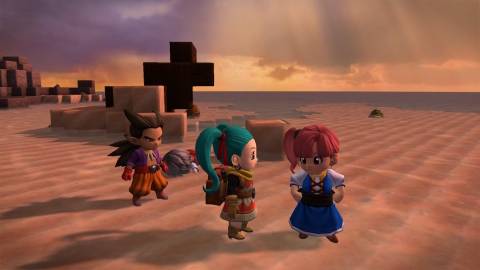 Talking to an NPC in Dragon Quest Builders 2 (2019)