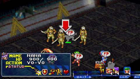 Targeting an enemy in battle in Grandia (PS1)
