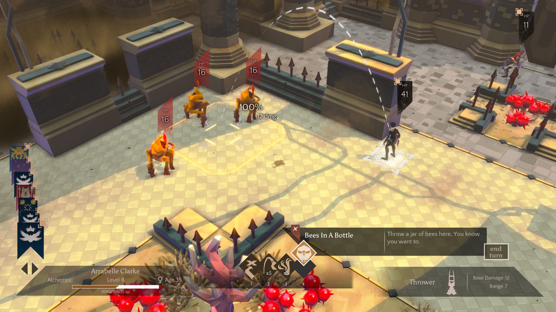 Targeting an enemy in Massive Chalice (2015)