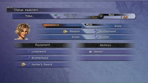 The equipment menu in Final Fantasy 10 (2001)