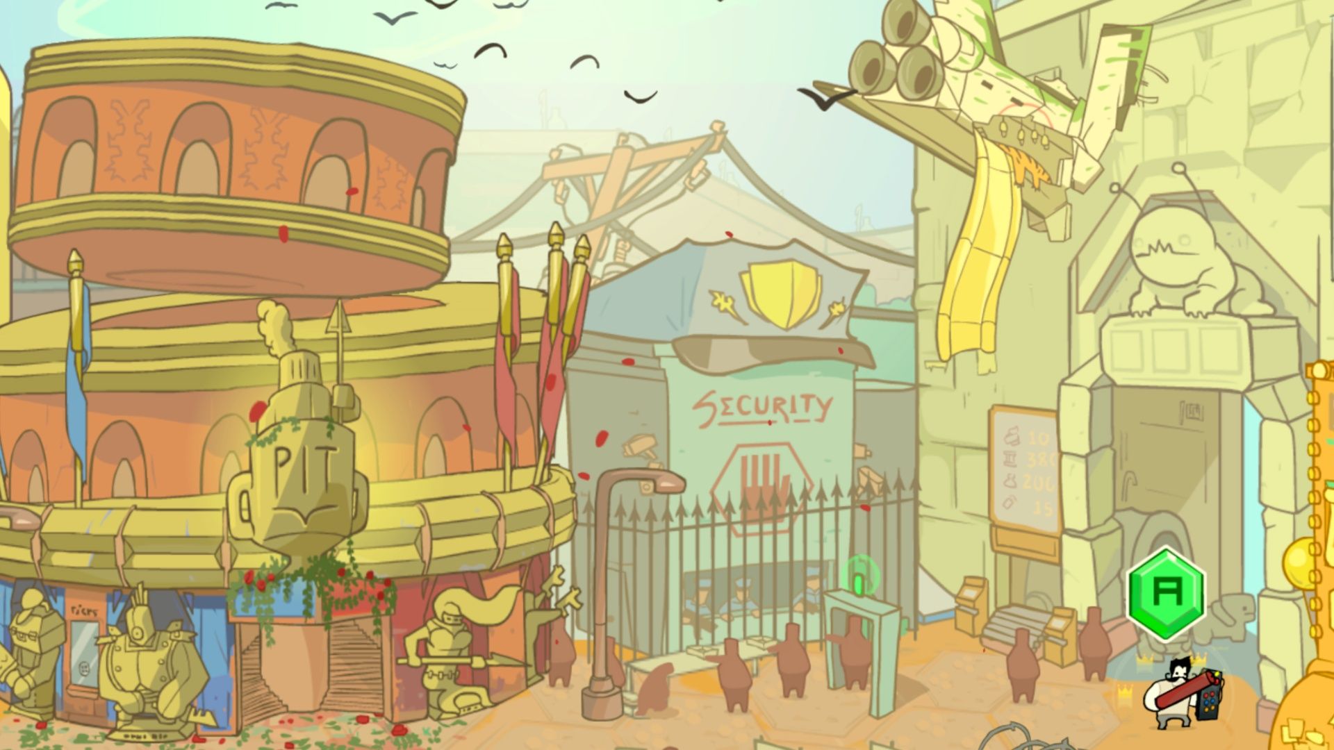The hub town in Pit People (2016)