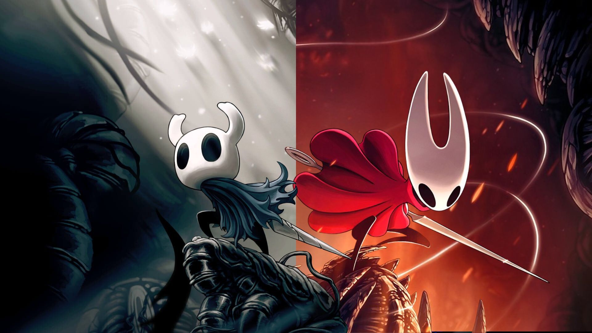 The Knight from Hollow Knight and Hornet from Hollow Knight Silksong
