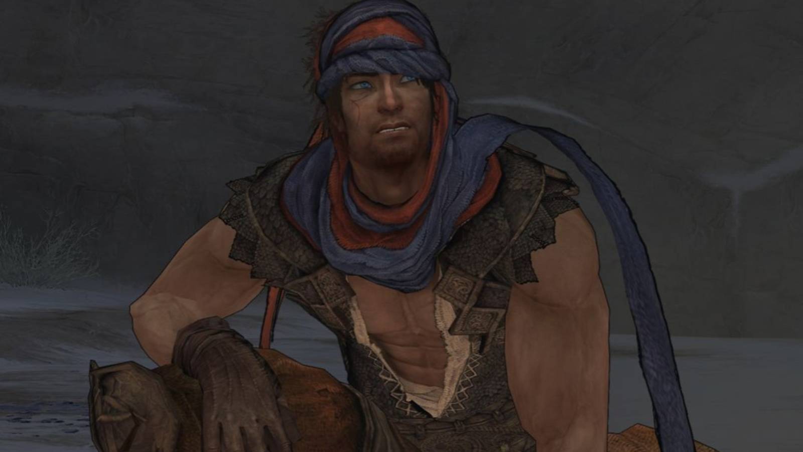 The Prince crouching in Prince of Persia (2008)