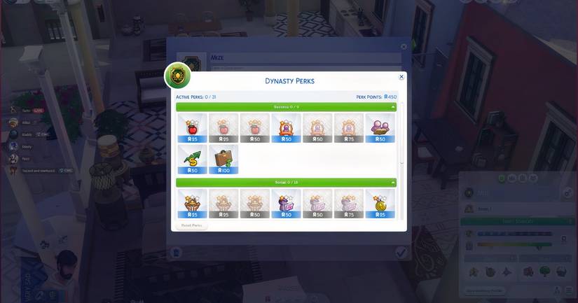 The Sims 4 Dynasty Perks