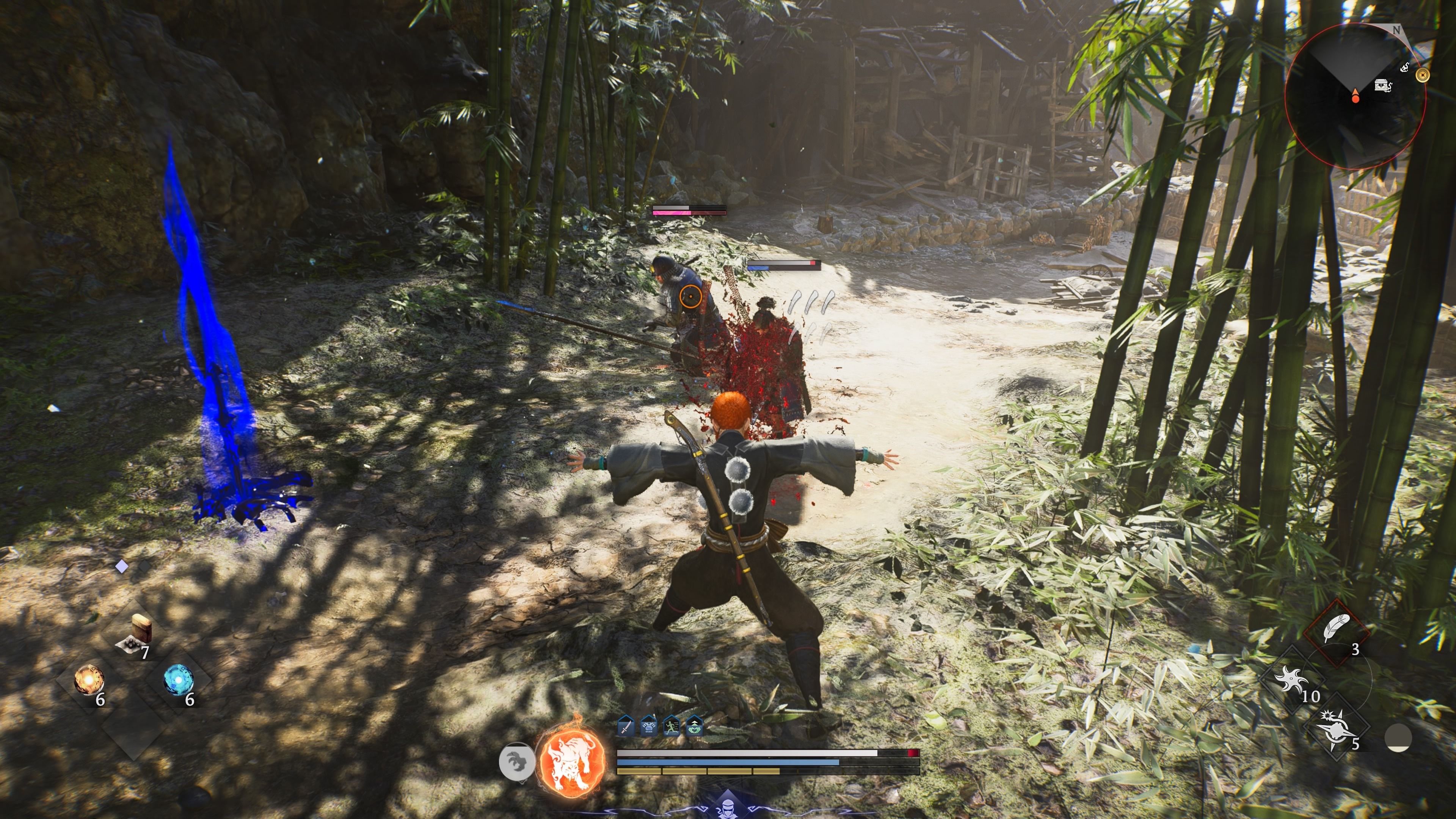 Melempar shuriken pada musuh di Nioh 3 PS5