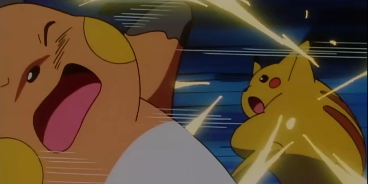 Pikachu menggunakan Thunderbolt dengan ekornya