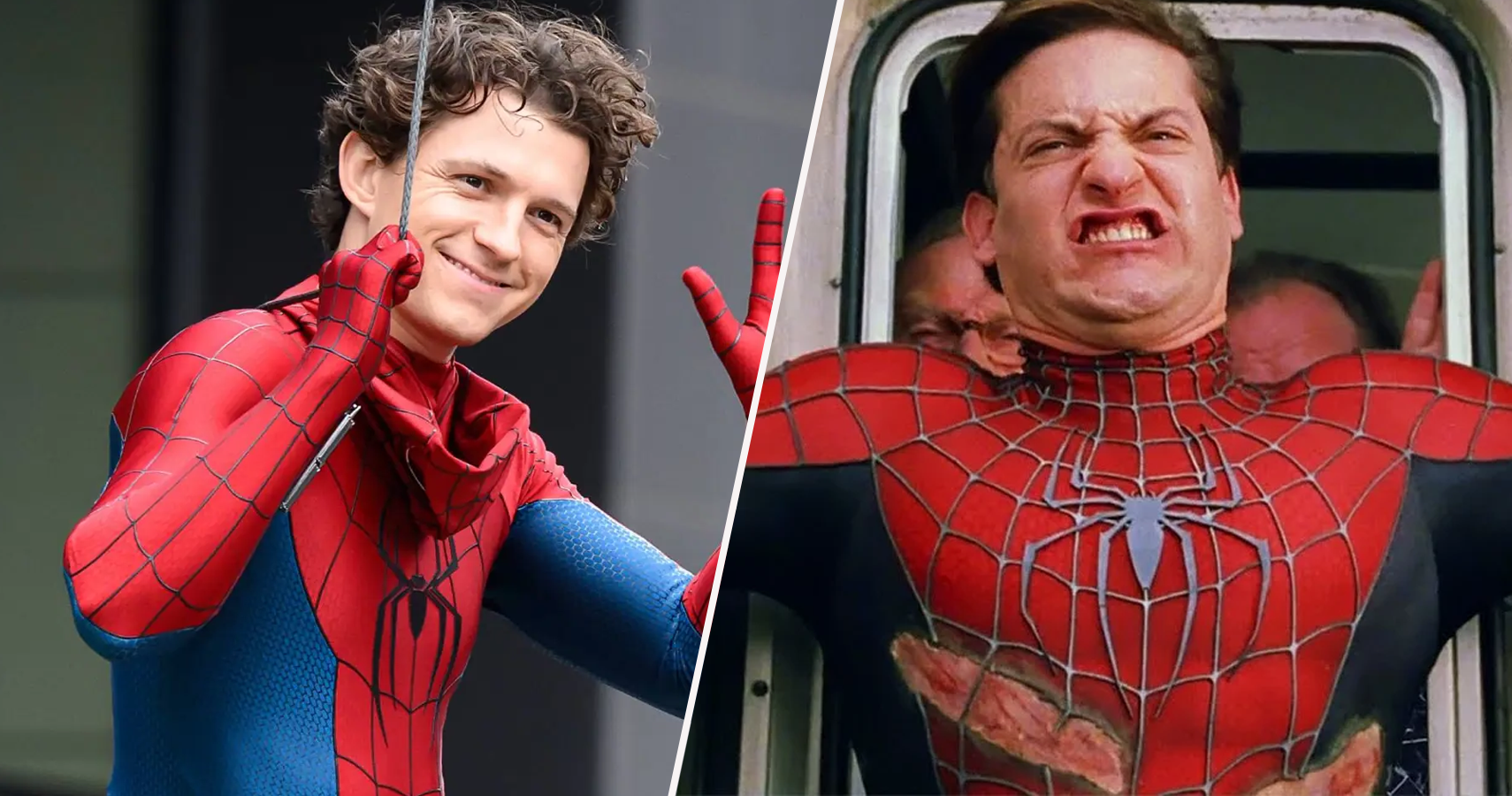 Tom Holland Spider-Man and Tobey Maguire Spider-Man