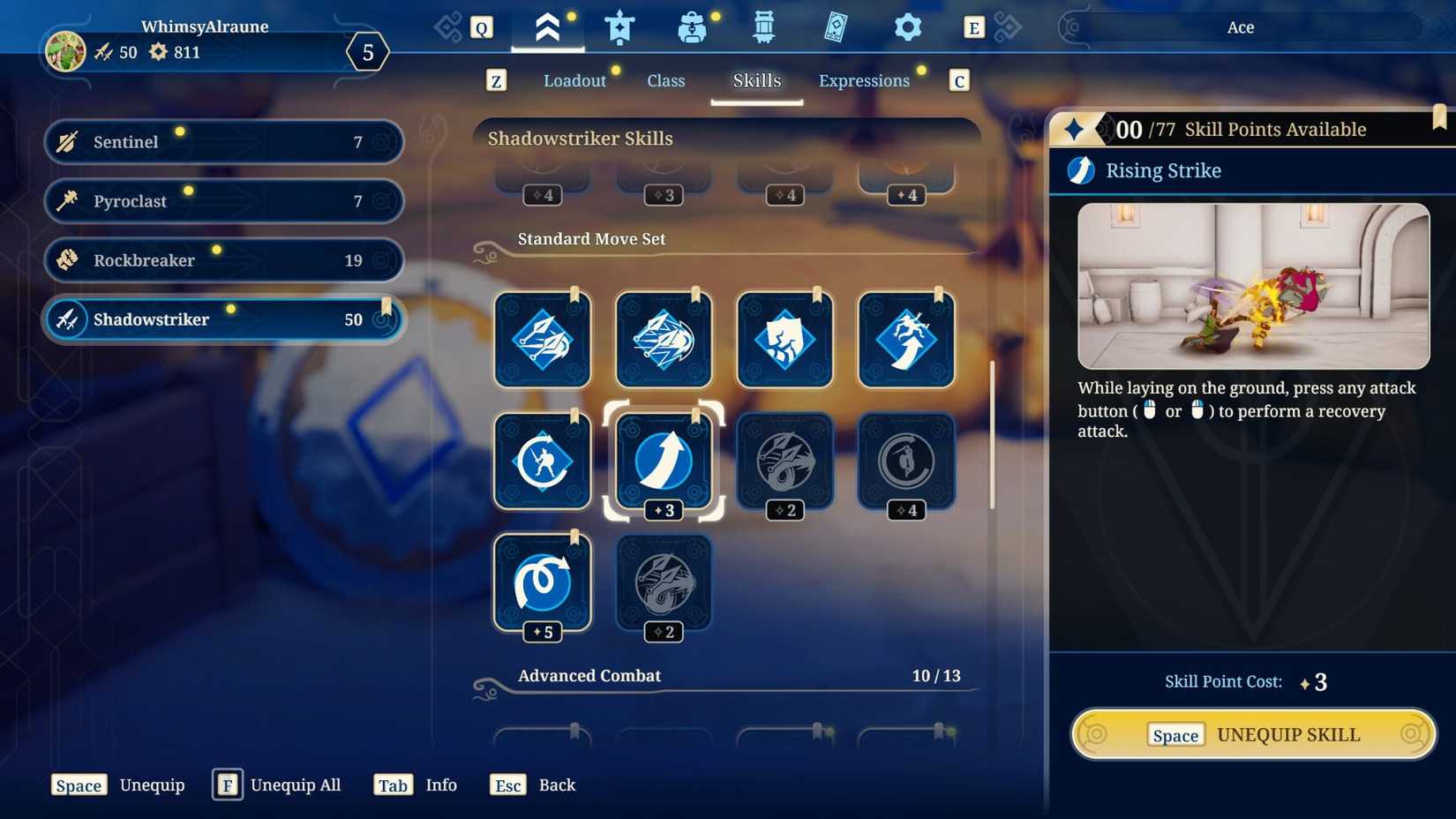 En Shadowstrikers Standard Move Set färdigheter i Towerborne