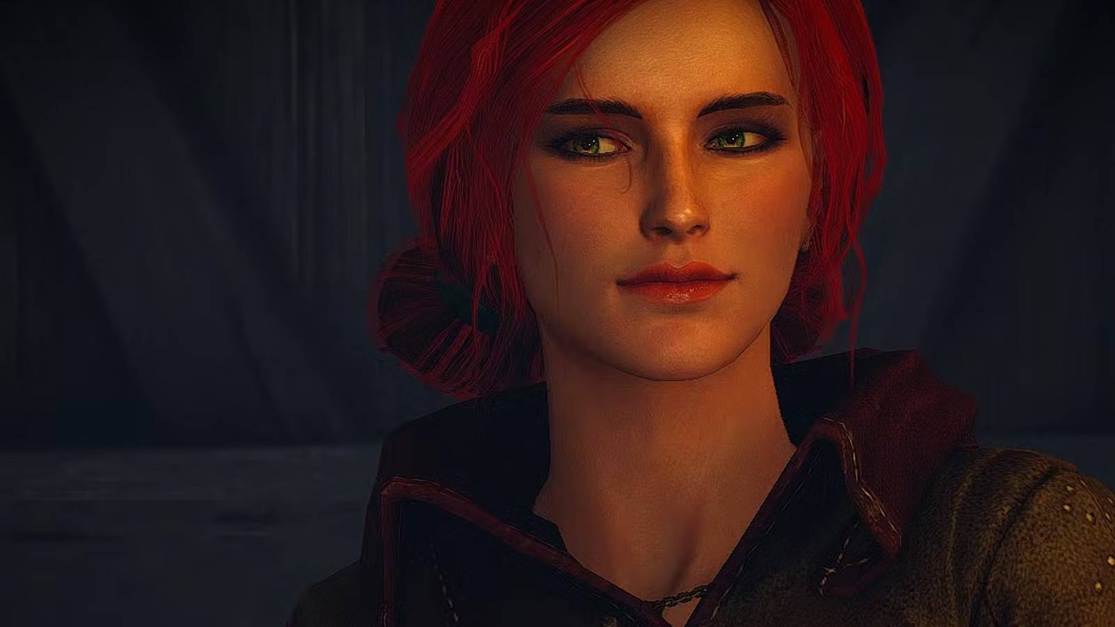 Triss Merigold smiling in The Witcher 3 Wild Hunt close-up