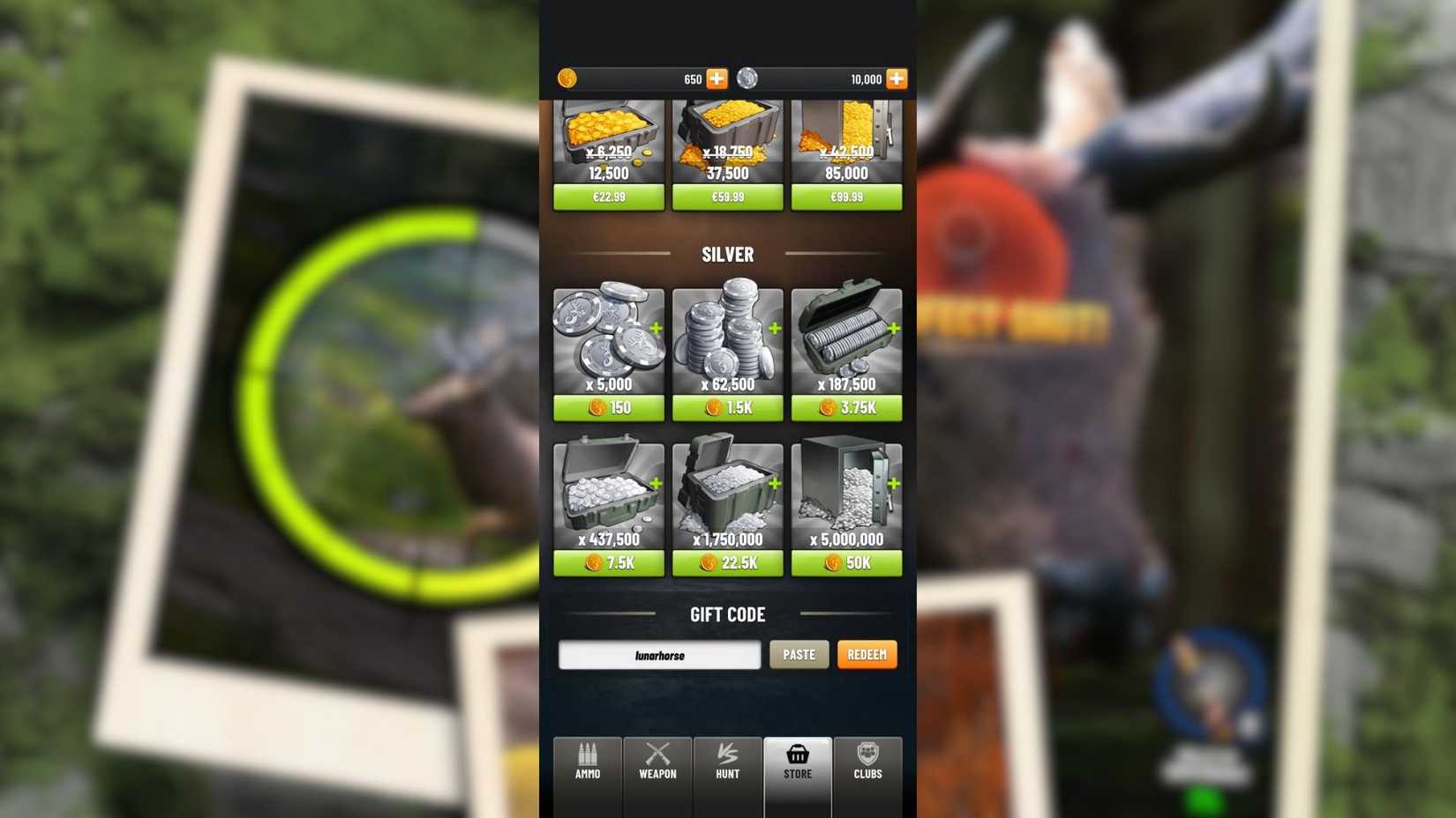 Trophy Hunter the codes tab