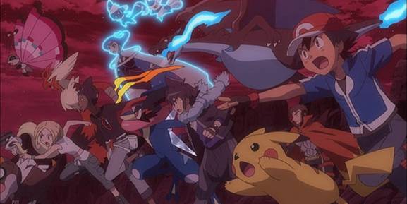 The heroes rush into battle against Lysandre and Team Flare.