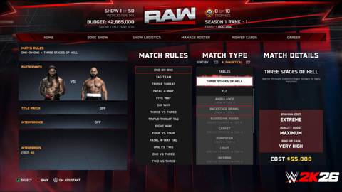 WWE 2K26 new matches in MyGM