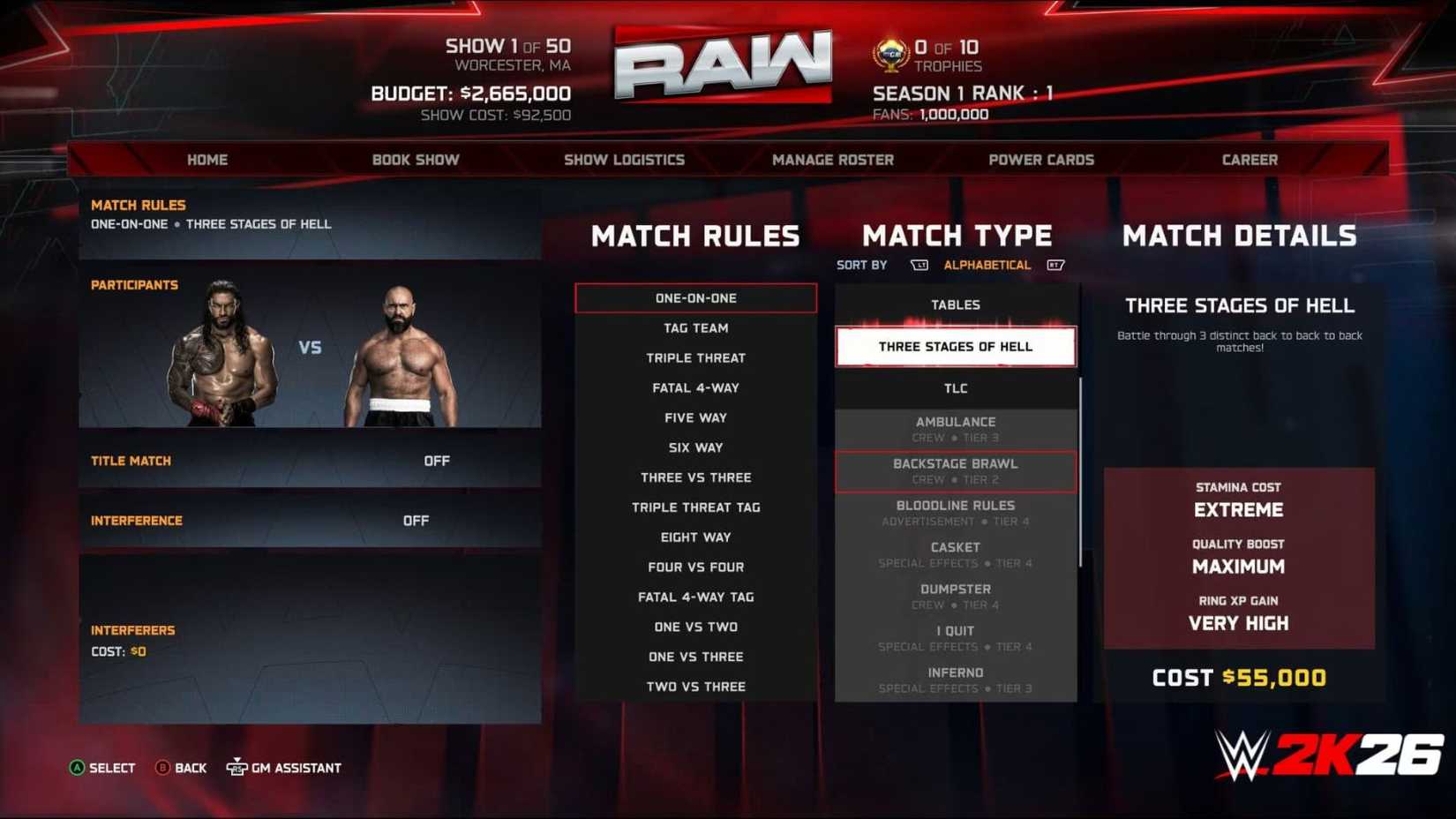 WWE 2K26 new matches in MyGM