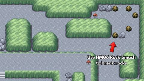 Use HM06 Rock Smash to break rocks pokemon firered and leafgreen