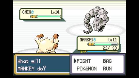 Using Mankey to beat Onyx in Pokemon FireRed & LeafGreen