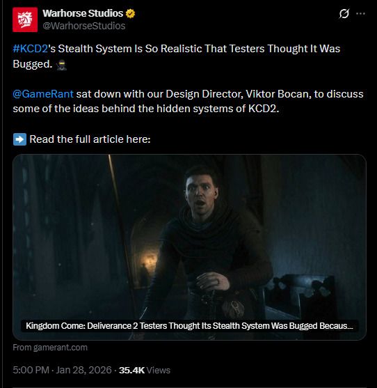 Warhorse Studios post on X