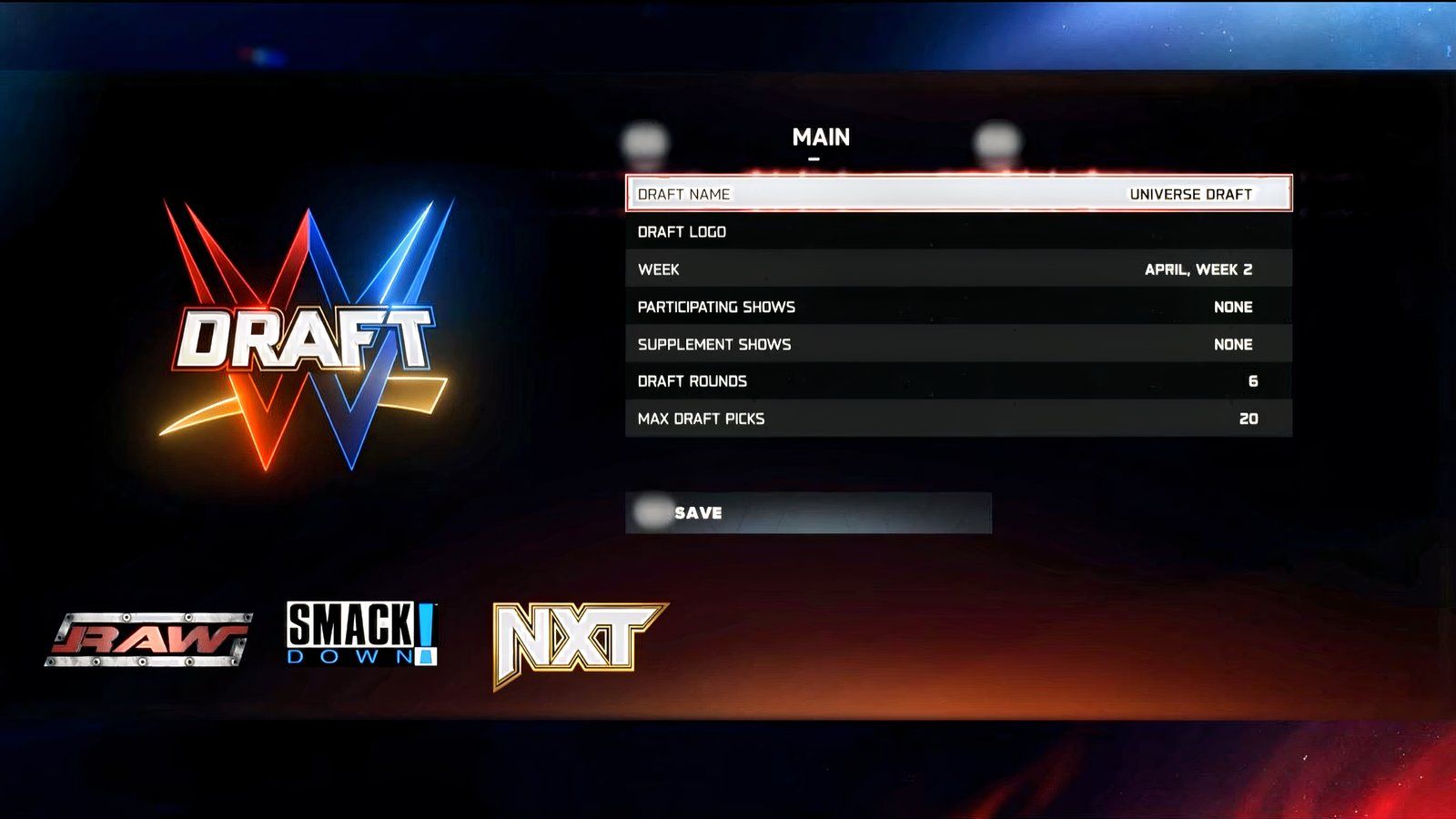 WWE 2K26 Universe Draft