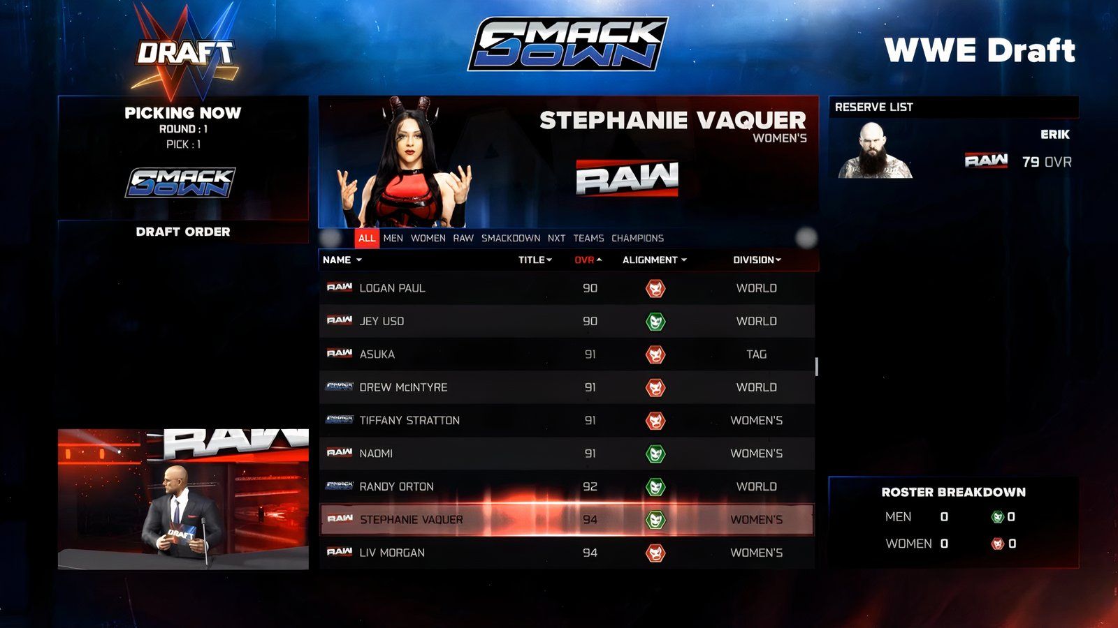 WWE 2K26 Universe Draft