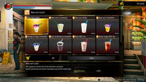 yakuza kiwami 3 snacks