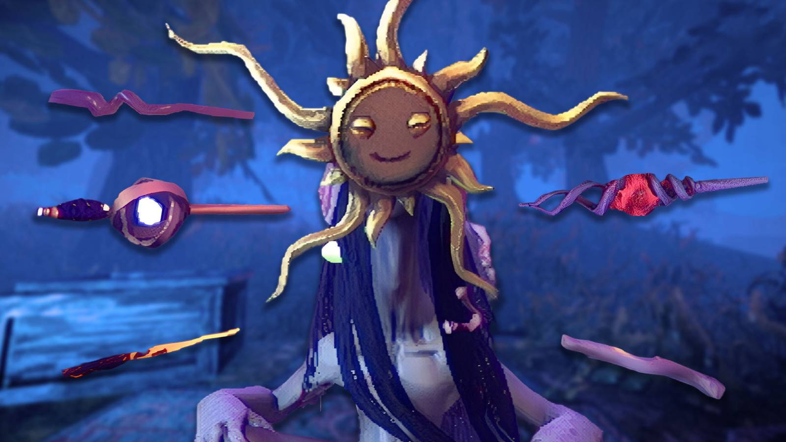 The YAPYAP store owner with five of the wands surrounding her