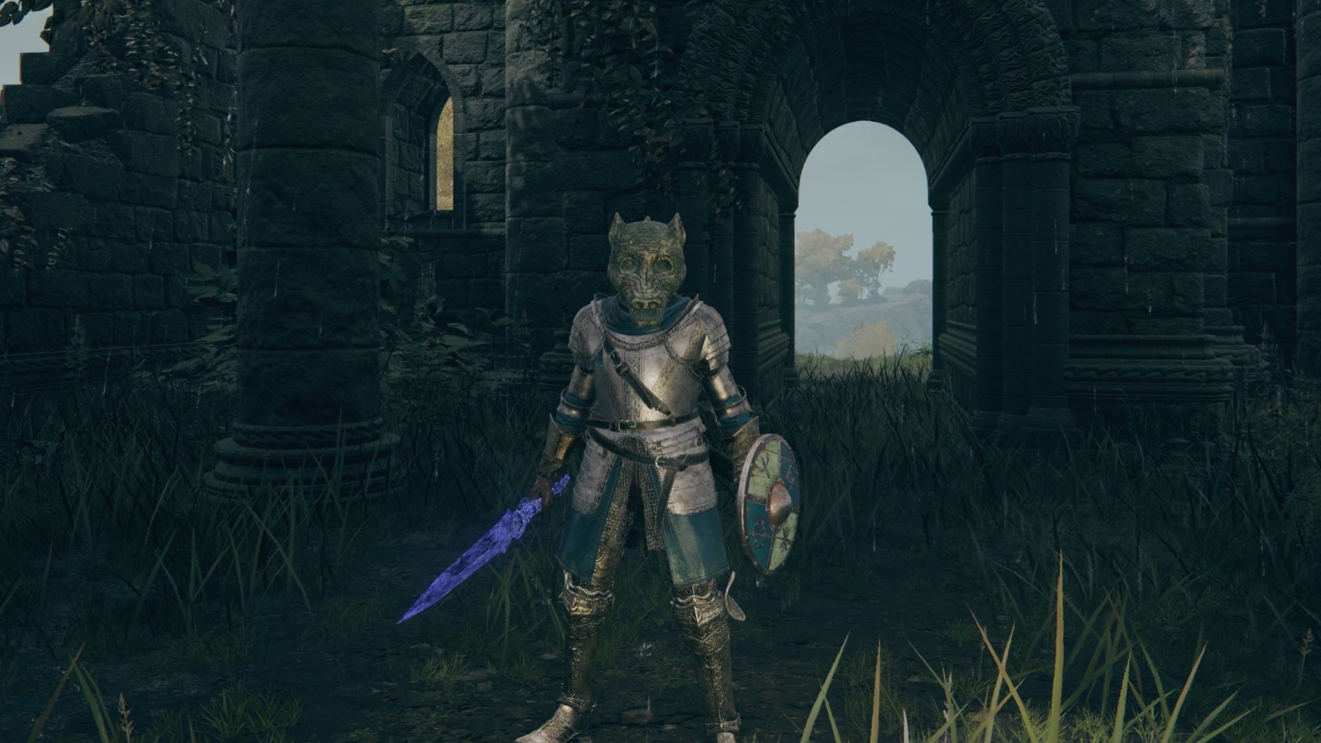 Your character wearing a dragon helmet in Elden Ring