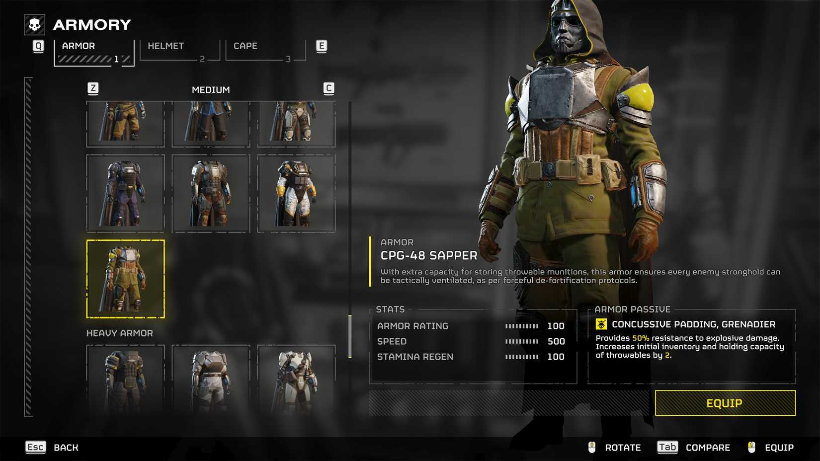 HD2 सैपर मध्यम आर्मर