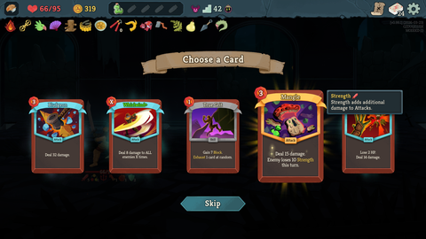 Assorted cards for The Ironclad appear on the screen