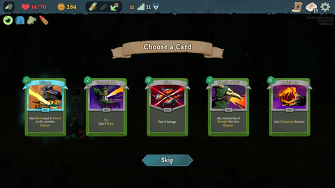 Assorted cards for The Silent appear on the screen