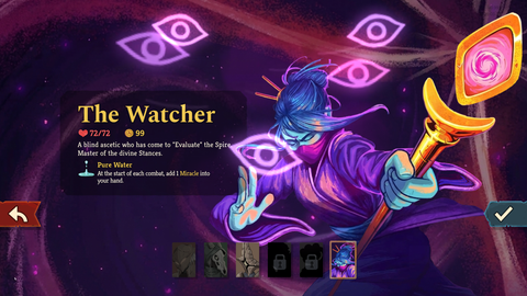 Character select menu showing the watcher