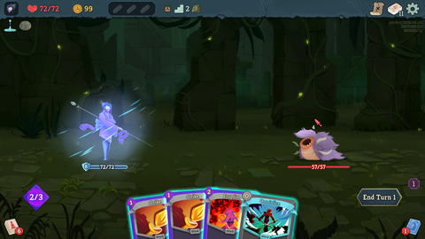 Combat showing the watcher in slay the spire 2