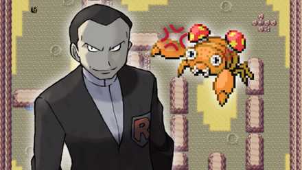 Pokemon FireRed and LeafGreens Mt. Moon in the background, with an angry Paras and Giovanni in the foreground