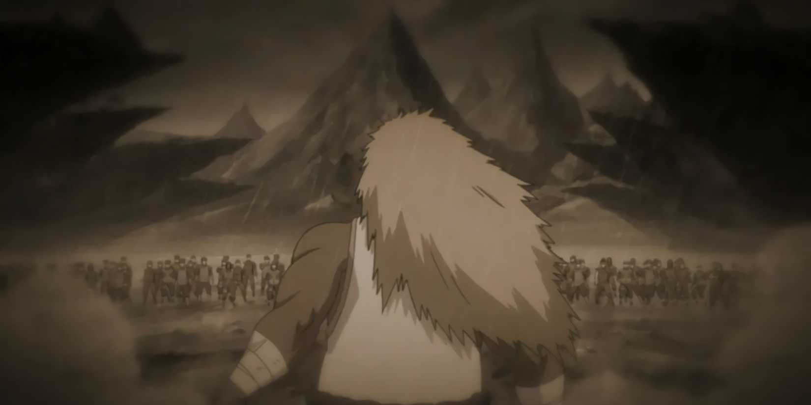 A faces an army of 10,000 ninjas during the end of the Second Great Ninja War.