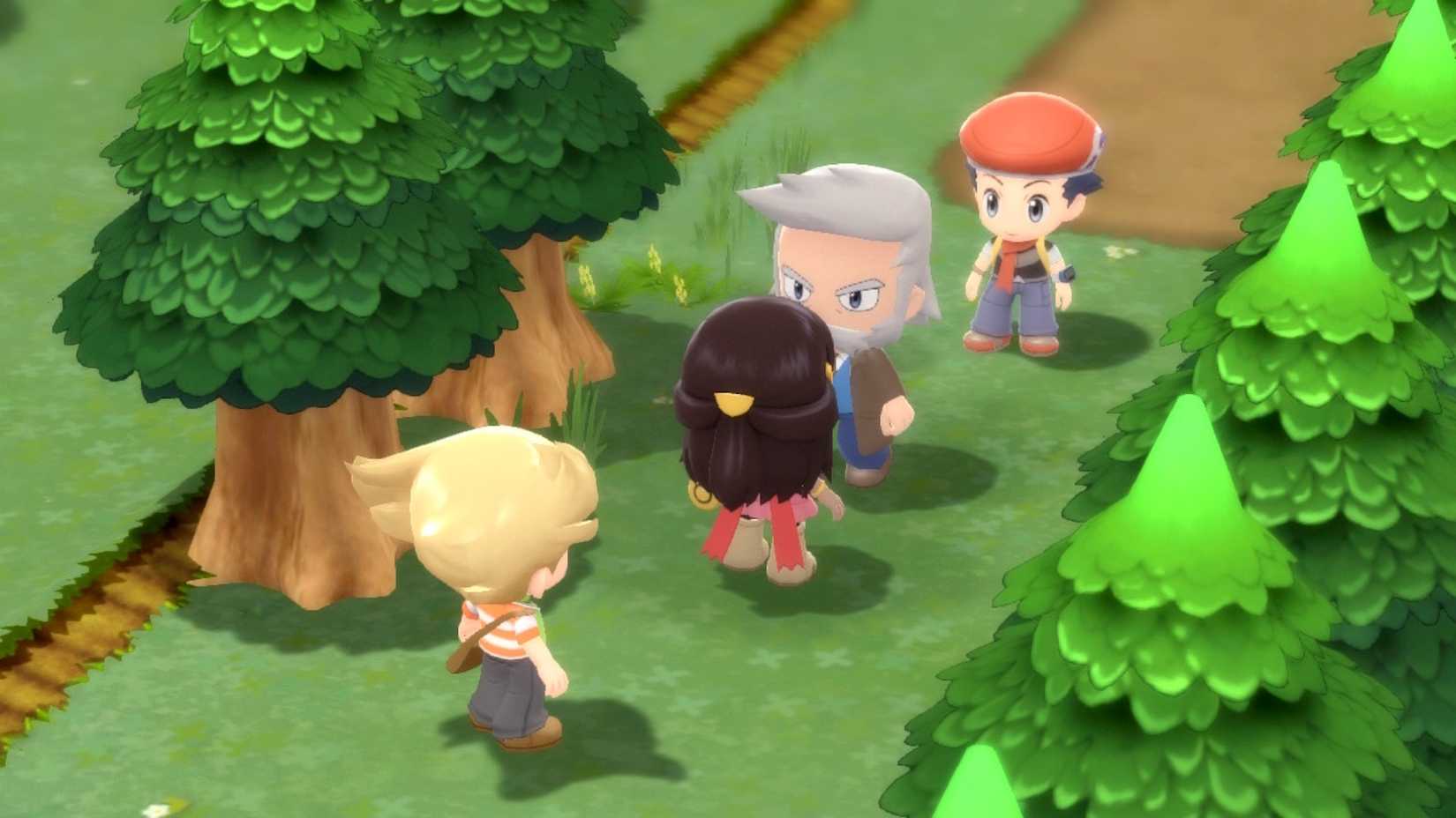 A scene featuring characters in Pokemon Brilliant Diamond (2021)