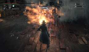 Attacking enemies with fire in Bloodborne (PS4)
