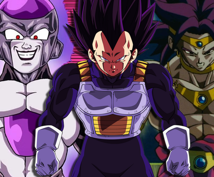 Black Frieza, Ultra Ego Vegeta, and Broly with Purple Hair