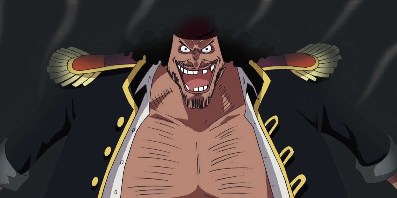 Blackbeard with darkness behind him.