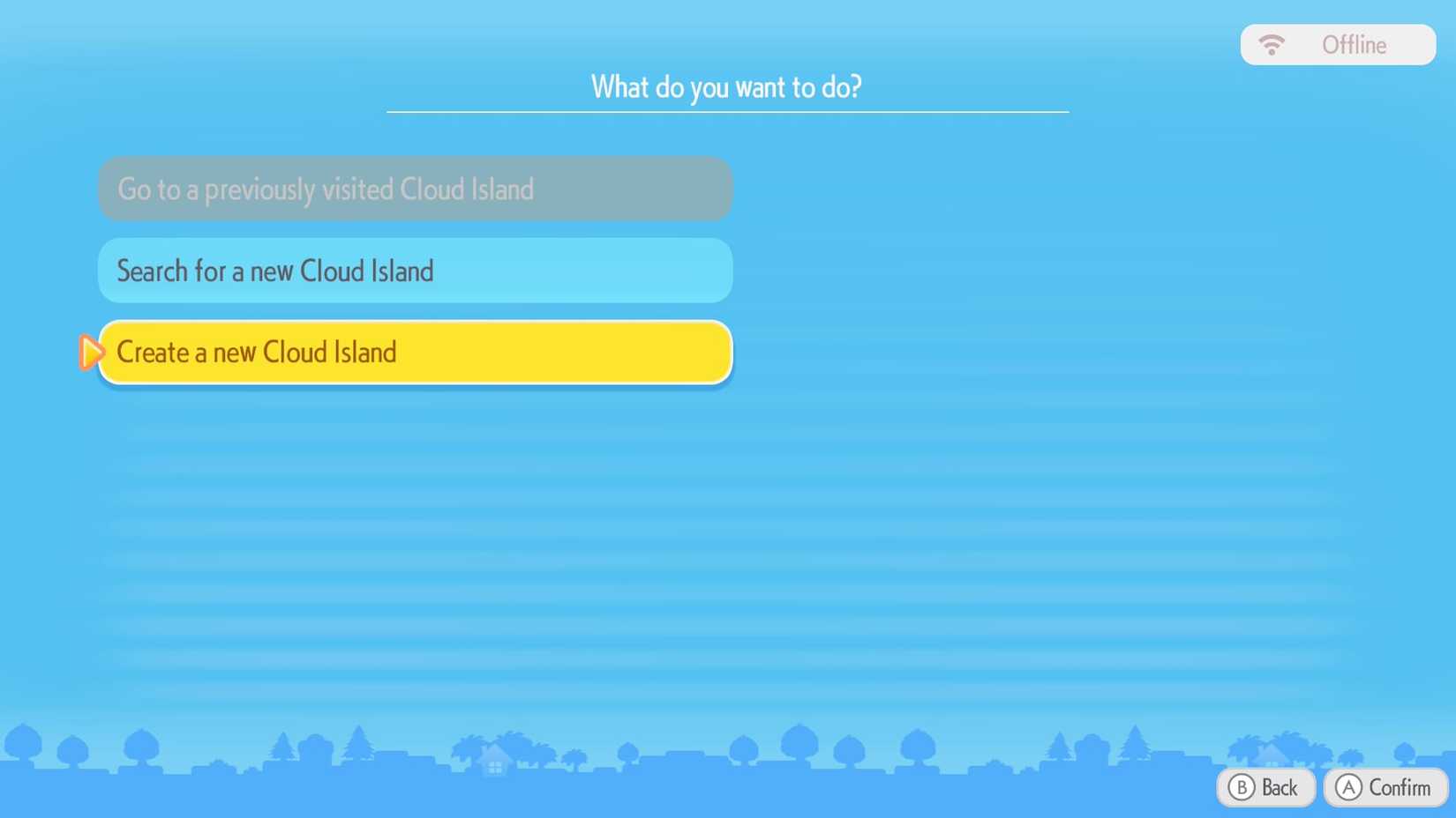 cloud island menu in pokopia