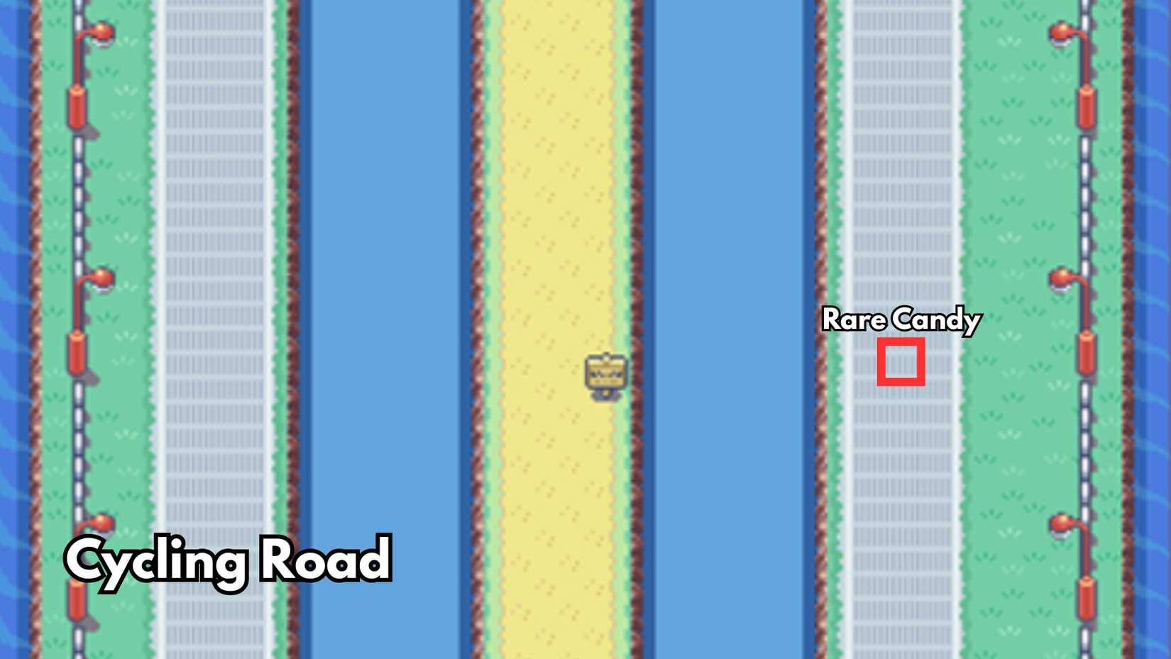 Cycling Road rare candy location pokemon firered leafgreen